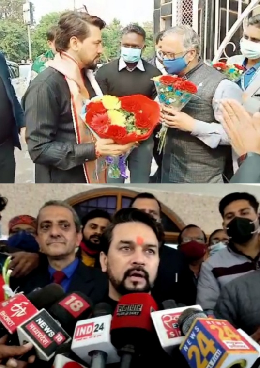 केंद्रीय सूचना एवं प्रसारण मंत्री ग्वालियर पहुंचे पत्रकारों से की चर्चा 