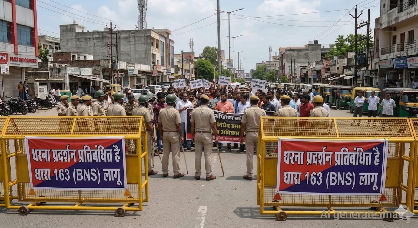 जिले में बिना अनुमति धरना-प्रदर्शन इत्यादि पर रोक धारा 163 के तहत प्रतिबंधात्मक आदेश जारी